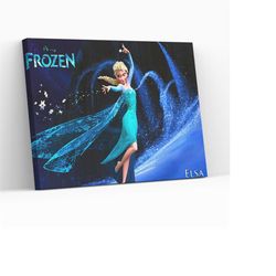 Elsa Frozen Watercolor Canvas Wrap Wall Art Aesthetic Kids Room Decor Christmas Housewarming Gift Wall Hanging Decor Gic