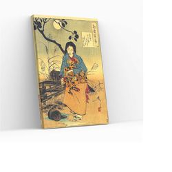Lady Chiyo and the Broken Water Bucket by Tsukioka Yoshitoshi Vintage Decor Famous Artwork Canvas Wrap Wall Art Print Gi