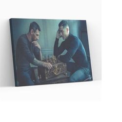 Lionel Messi and Cristiano Ronaldo Playing Chess Canvas Wall Art Fine Art Photography Aesthetic Wall Decor Fan Gift Gicl