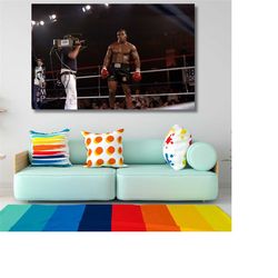 mike tyson in front of the camera canvas wall art poster,roll of canvas,single framed panel(2,3,4,5 equal panels or 3,5