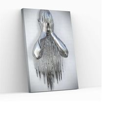 Abstract Silver Sad Image Canvas Wall Art Fine Art Photography Artwork for Walls Aesthetic Home Decor Art and Collectibl