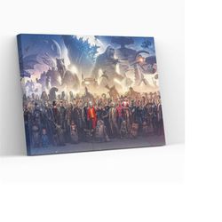 150 blockbuster movie characters marvel comics movie protagonists superheroes spiderman joker godzilla canvas wall art p