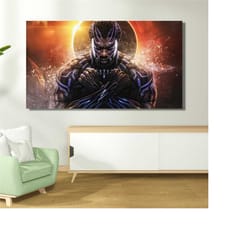black panther chadwick boseman marvel movies superheroes wakanda forever ready to hang modern decor canvas print wall ar