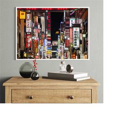 japan poster, japanese street artwork , tokyo print canvas gift, anime printed wall art decor, modern asia design, night