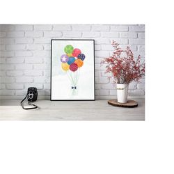 balloons art print | bunch of balloons bow | watercolor ballons canvas home decor | kids room canvas children's nursery