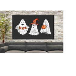 halloween funny wall art, ghost and pumpkin poster, halloween canvas, happy halloween ghost wall art, wall decor, pumpki