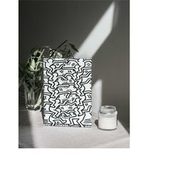 keith haring black and white canvas, keith contemporary art canvas, framed canvas print, dancing people art, pop art, wa