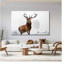 deer in the snow canvas wall art animal print deer lover gift canvas snowflakes and deer poster christmas gift poster wi