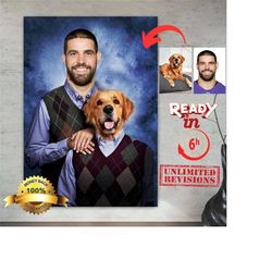 pet step brothers customize step brothers family pet portrait, funny pet portrait, family gift ideas, personalised mom