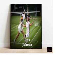 ons jabeur tennis motivational poster – tennis gifts, modern sports art, minimalist wall decor for tennis enthusiasts