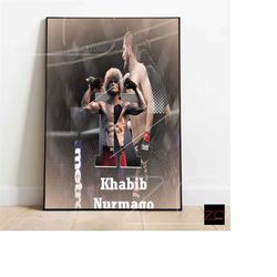 khabib nurmagomedov, mma champion: vintage sports poster, mid-century modern decor, motivational wall art, sports bedroo