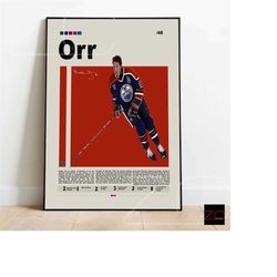 bobby orr boston bruins nhl poster, hockey wall decor, sports poster, mid-century sports art, sports bedroom posters