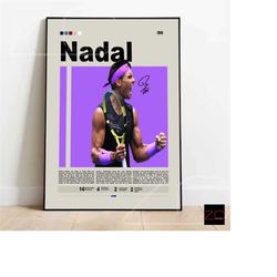 rafael nadal tennis motivational poster, tennis gifts, tennis art, minimalist wall art' sports poster, modern sports art