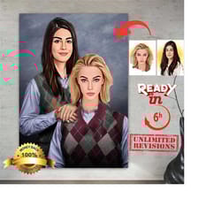 step sisters | funny portrait | family gift ideas | personalised mom gift | gifts for her