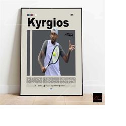 nick kyrgios tennis motivational poster, sports poster, modern sports art, tennis gifts, tennis art, minimalist wall art