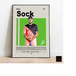 jack sock tennis motivational poster, sports poster, modern sports art, tennis gifts, minimalist wall art, tennis ar