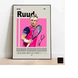 casper ruud tennis motivational poster digital download, sports poster, modern sports art, tennis gifts, tennis art, min
