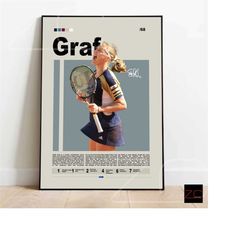 steffi graf tennis motivational poster digital download, sports poster, modern sports art, tennis gifts, minimalist post