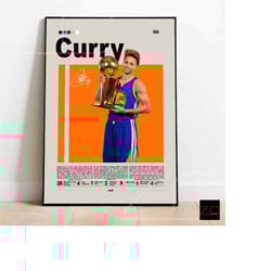 stephen curry nba poster – ideal for golden state warriors fans, with a mid-century modern style, a great basketball gif