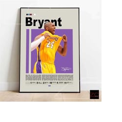 kobe bryant la lakers nba poster digital download – ideal for nba fans with mid-century modern style. great for sports-t
