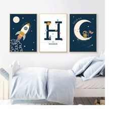 71 personalized children's room decoration - gift for boy - learn the solar system, planet, space, cosmos (sold by 3)