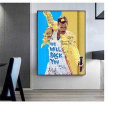 pop culture painting - pop culture decoration - graffiti painting - freddy mercury print - freddy mercury canvas: we wil