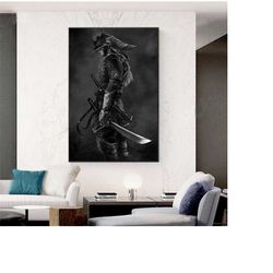 98 4 samurai warrior print on canvas, japanese art, japanese decor, samurai with katana sword, samurai warriors swordsme