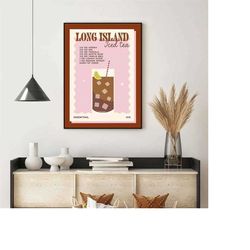 253 7 cocktail poster, retro poster, vintage poster, kitchen wall decor, bar decor, alcohol poster, cocktail painting, l