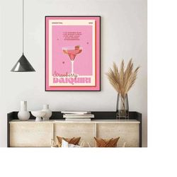 253 1 cocktail poster, retro poster, vintage poster, kitchen wall decor, bar decor, alcohol poster, cocktail painting, d