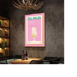 253 5 cocktail poster, retro poster, vintage poster, kitchen wall decor, bar decor, alcohol poster, cocktail painting, p