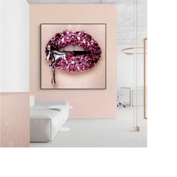 75 2 makeup prints, red lips print, make up digital poster, lips printable, fashion prints, salon decor, fashion wall ar
