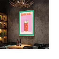253 5 cocktail poster, retro poster, vintage poster, kitchen wall decor, bar decor, alcohol poster, cocktail painting, b