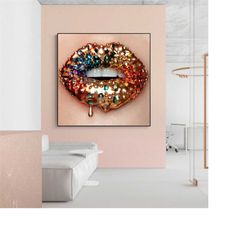 75 7 makeup prints, red lips print, make up digital poster, lips printable, fashion prints, salon decor, fashion wall ar