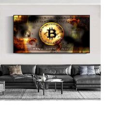 249 bitcoin wall art - bitcoin print - bitcoin poster - crypto wall art - crypto print - crypto poster - gold print - go