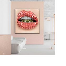 75 5 makeup prints, red lips print, make up digital poster, lips printable, fashion prints, salon decor, fashion wall ar