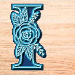 layered rose alphabet i svg