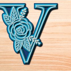 layered rose alphabet v svg