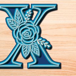 layered rose alphabet x svg