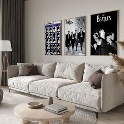 the beatles set of 3 posters, the beatles poster, abbey road, sgt pepper's lonely hearts club, please please me, music p