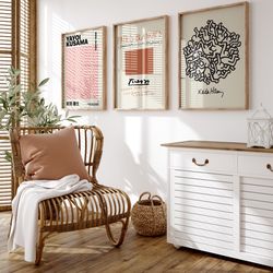 set of 3 picasso, keith haring and yayoi kusama, yellow wall art, yellow posters, beige wall art, famous artists