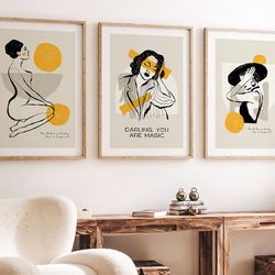 women empowering wall art - set of 3 feminists art, fashionposter set, fashion posters, elegant fashion poster, wall art