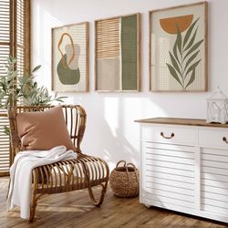 mid century art prints mid century set of 3 neutral modern wall art decor minimalist prints boho poster print modern pri