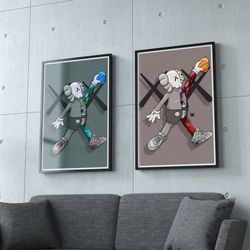 hype beast kaws poster set of 2 hypebeast figure printable wall art minimalist hypebeast decor gift for girlfriend art d