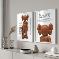 hypebeast wood figure poster set, hypebeast printable 2 piece wall art, modern hypebeast room decor, hypebeast print set