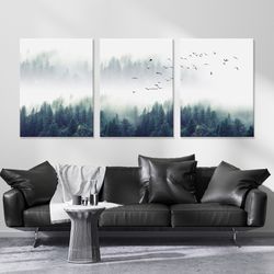 landscape pine tree wall art forest and mountain wall art set print living room nature poster set of 3 canvas bedroom 3