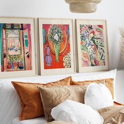 matisse wall art prints set of 3, henri matisse open window art, matisse la japonaise exhibition poster, matisse flower