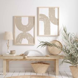 mid century art prints set of 2 boho arch art prints beige wall art neutral modern wall art decor download printable art