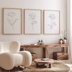 modern simple minimal gallery wall art set of 3 black and white simple abstract art living room decor modern line drawin