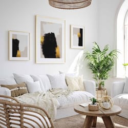 modern simple neutral gallery wall art set of 3 abstract art black gold prints nordic wall art modern bedroom decor