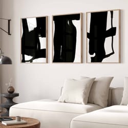 modernsimpleminimal gallery wall art set of 3 abstract art black and white prints minimalist bedroom decor modern line d